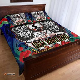 Australia New Zealand Anzac Quilt Bed Set - Maori Mask and Aboriginal Inspired Quilt Bed Set