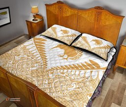 Kiwi Silver Fern Classic Quilt Bed Set Beige White