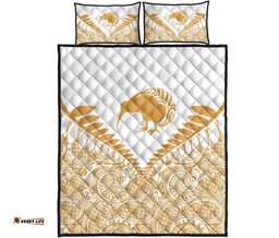 Kiwi Silver Fern Classic Quilt Bed Set Beige White