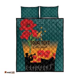 Custom Wallaroos Rugby ANZAC Quilt Bed Set Poppy Soldier With Aboriginal Dots Art
