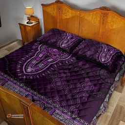 Purple African Dashiki With Australia Aboriginal Art Quilt Bed Set
