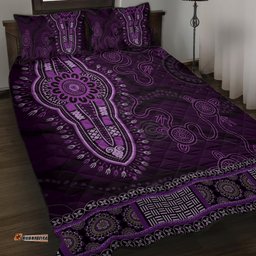 Purple African Dashiki With Australia Aboriginal Art Quilt Bed Set