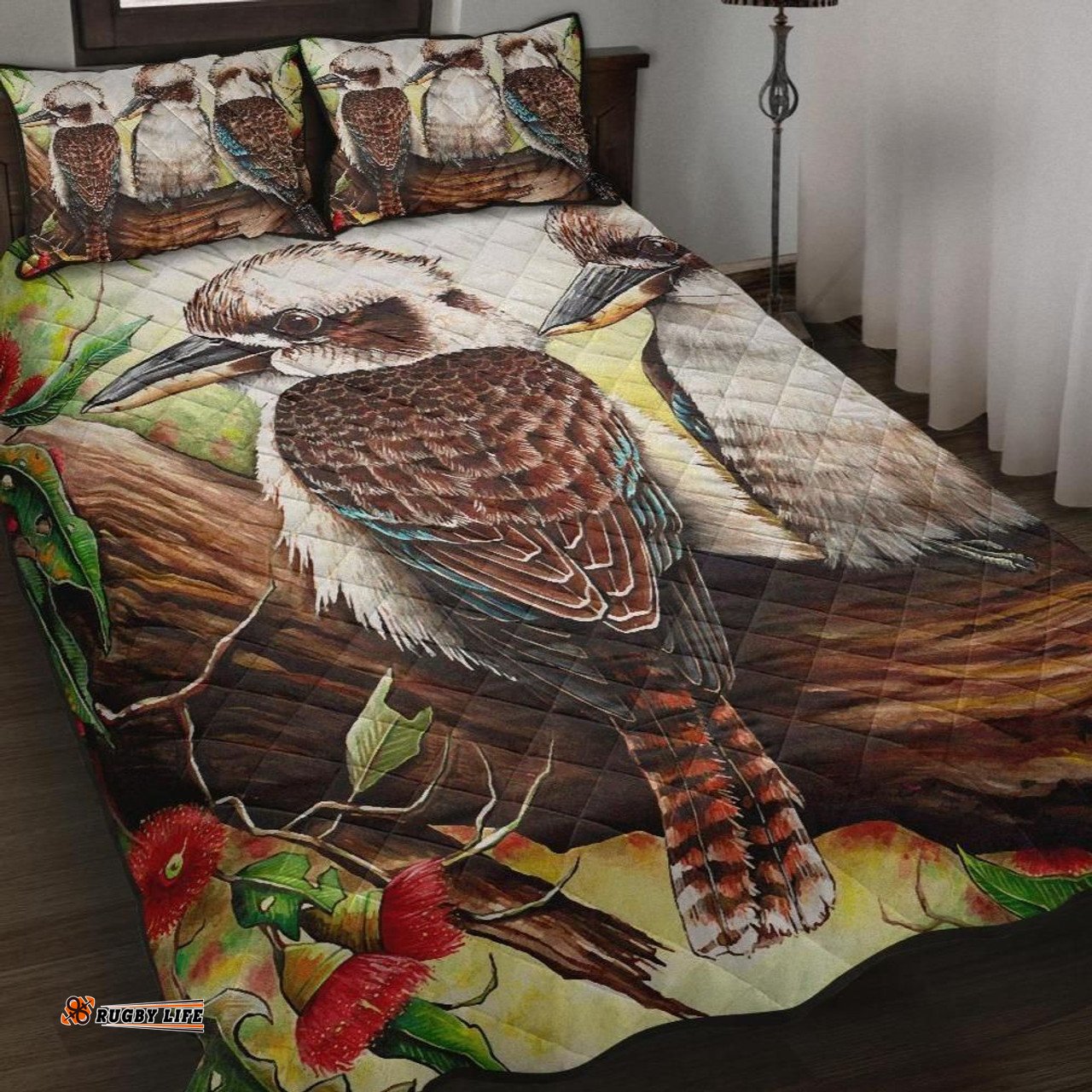 Australia Quilt Bed Set - Kookaburra with Waratah