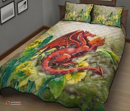 Wales Quilt Bed Set Dragon With Flowers