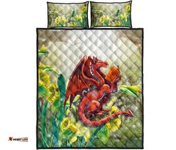 Wales Quilt Bed Set Dragon With Flowers