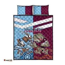 Custom QLD Cane Toad and NSW Cockroach Quilt Bed Set Aboriginal Inspired Together