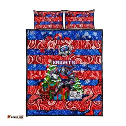 Knights Rugby Merry Christmas Quilt Bed Set Indigenous Australian Art