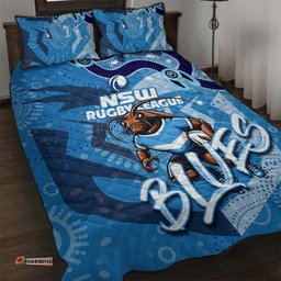 Personalised NSW Rugby League Quilt Bed Set Blues Mascot Indigenous