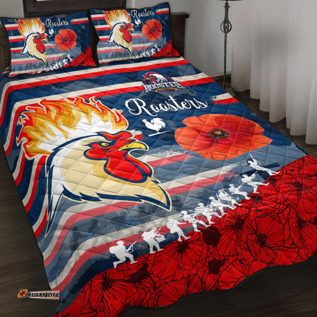 Vibe Hoodie Quilt Bed Set Sydney Roosters Style ANZAC Day Quilt Bed Set 09