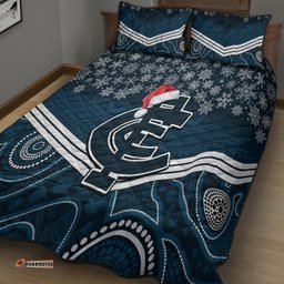 Custom Blues Football Christmas Quilt Bed Set Merry Xmas Mix Aboriginal Art