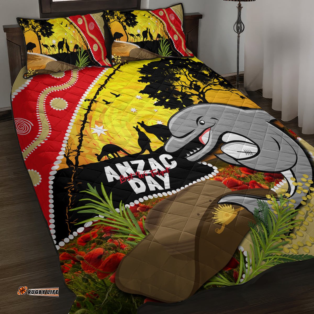 Dolphins ANZAC Day Quilt Bed Set Rosemary Starring Night Style