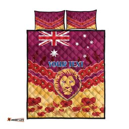 Custom Brisbane Lions Football Quilt Bed Set ANZAC Lest We Forget