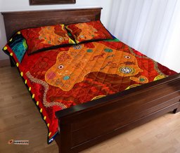 Australia Quilt Bed Set - Australia Map Aboriginal Inspired Patterns