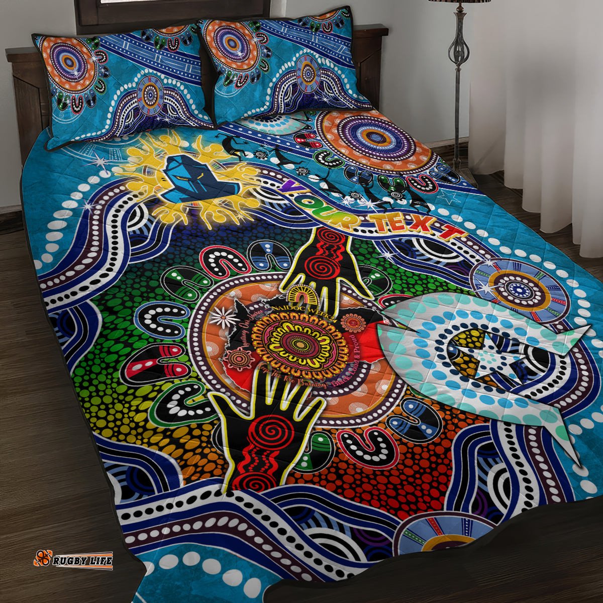 personalised titans naidoc week 2024 quilt bed set australia aboriginal dot painting dt02
