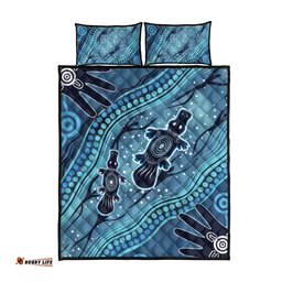 Aboriginal Dots Art Painting with Platypus Quilt Bed Set No 1