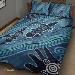 Aboriginal Dots Art Painting with Platypus Quilt Bed Set No 1