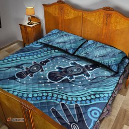 Aboriginal Dots Art Painting with Platypus Quilt Bed Set No 1