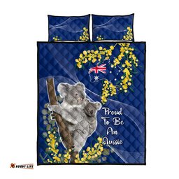 Australia Day Quilt Bed Set Proud To Be An Aussie Koala With Map Golden Wattle