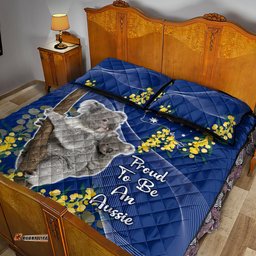 Australia Day Quilt Bed Set Proud To Be An Aussie Koala With Map Golden Wattle