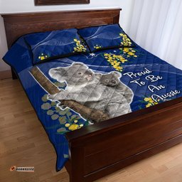 Australia Day Quilt Bed Set Proud To Be An Aussie Koala With Map Golden Wattle