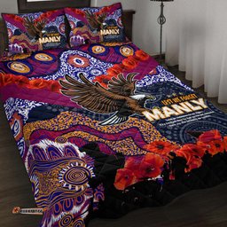 Australia Sea Eagles Anzac Quilt Bed Set - Lest We Forget Aboriginal Inspired Patterns Quilt Bed Set