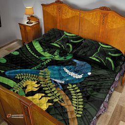 New Zealand Tui Bird Quilt Bed Set Aotearoa Maori With Kowhai Flowers