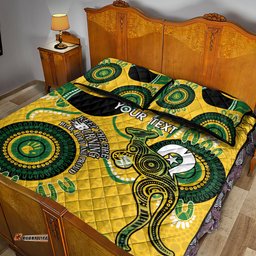 Custom Matildas NAIDOC Week Quilt Bed Set Australia Kangaroo Keep The Fire Burning Yellow