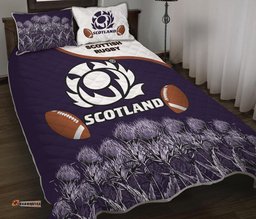 Scotland Rugby Union Quilt Bed Set Thistle Flower Purple Original 0