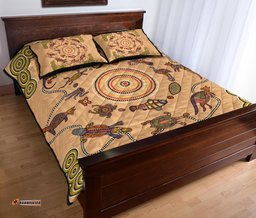 Aboriginal Quilt Cover Set, Kangaroo Turtle Circle Pattern Dot Painting