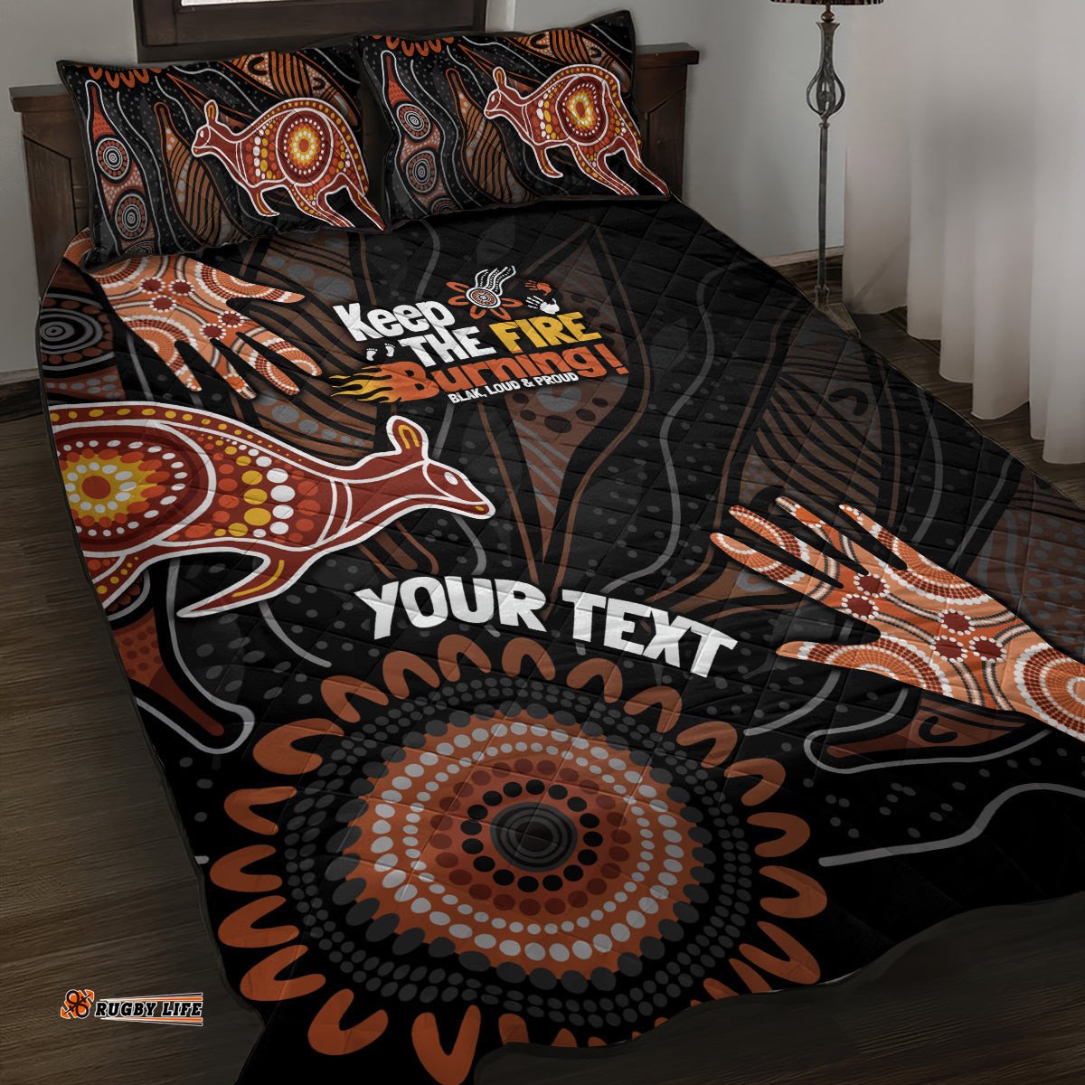 NAIDOC Week 2024 Personalised Quilt Bed Set Aboriginal Hand Stencils