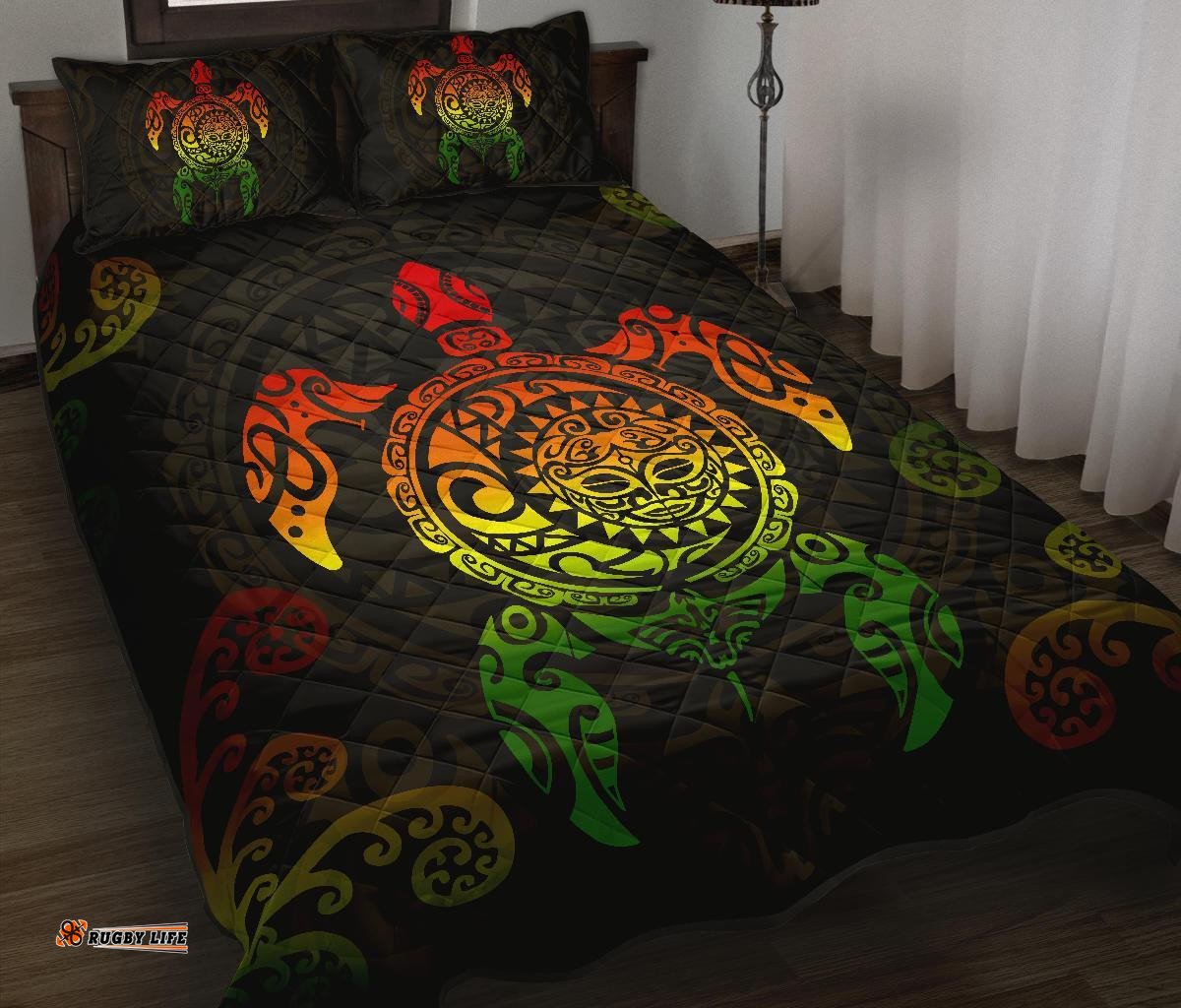 Maori Turtle Quilt Bed Set Rasta