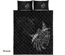 New Zealand Maori Tattoo Wolf Quilt Bed Set