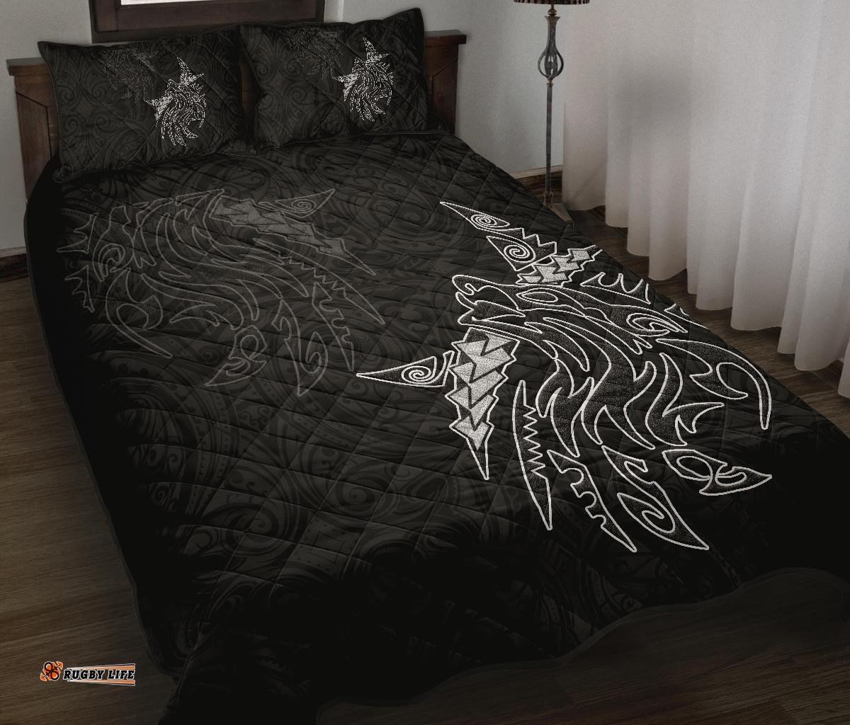 New Zealand Maori Tattoo Wolf Quilt Bed Set