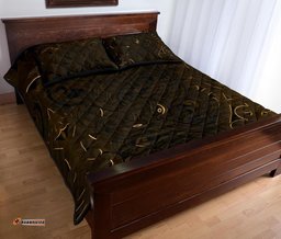 New Zealand Quilt Bed Set, Maori Gods Quilt And Pillow Cover Tumatauenga God Of War Gold