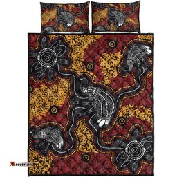 Australia Aboriginal Inspired Quilt Bed Set - Indigenous Symbol Emu Ver 1