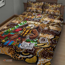 Hawks Football Merry Christmas Quilt Bed Set Indigenous Australian Art