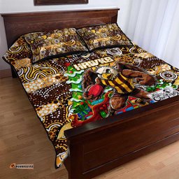 Hawks Football Merry Christmas Quilt Bed Set Indigenous Australian Art