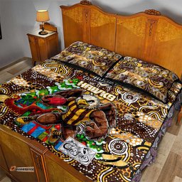 Hawks Football Merry Christmas Quilt Bed Set Indigenous Australian Art