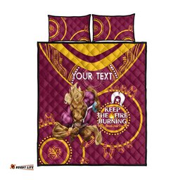 Custom NRL Broncos NAIDOC Week Quilt Bed Set Keep The Fire Burning Indigenous Art
