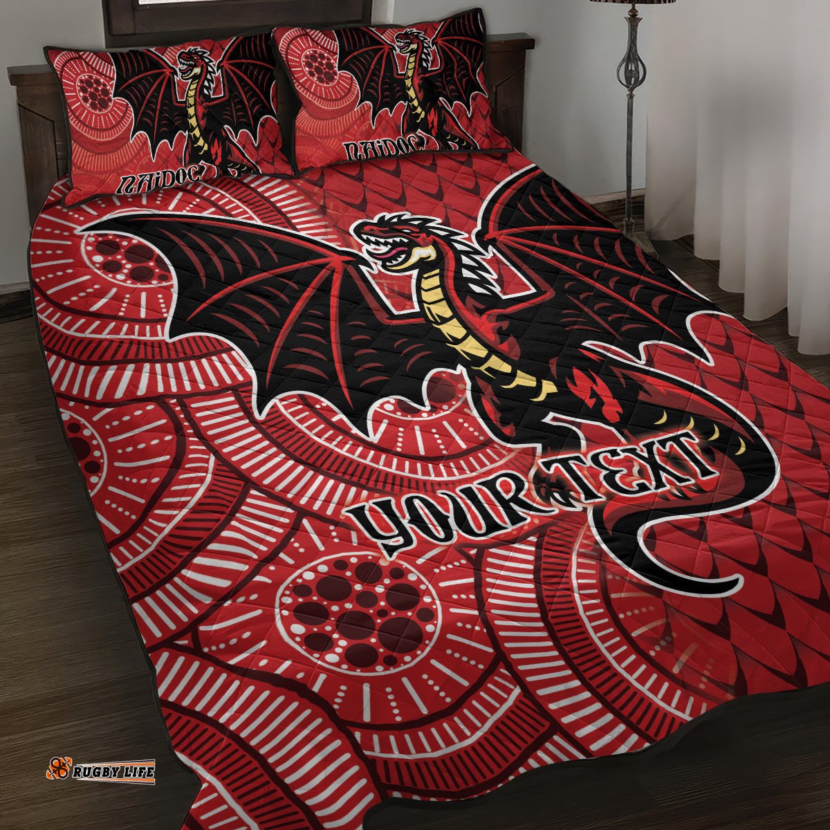 Personalised Dragons NAIDOC Week 2024 Quilt Bed Set Aboriginal Fire Burning Sparks