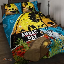 Sharks Rugby ANZAC Day Quilt Bed Set Sharkies Rosemary Starry Night