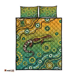 Goanna Aboriginal style Dot Artwork Quilt Bed Set