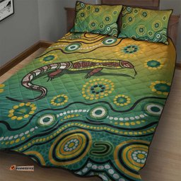 Goanna Aboriginal style Dot Artwork Quilt Bed Set