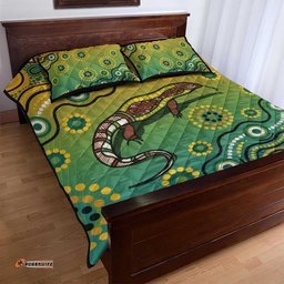 Goanna Aboriginal style Dot Artwork Quilt Bed Set