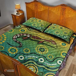 Goanna Aboriginal style Dot Artwork Quilt Bed Set