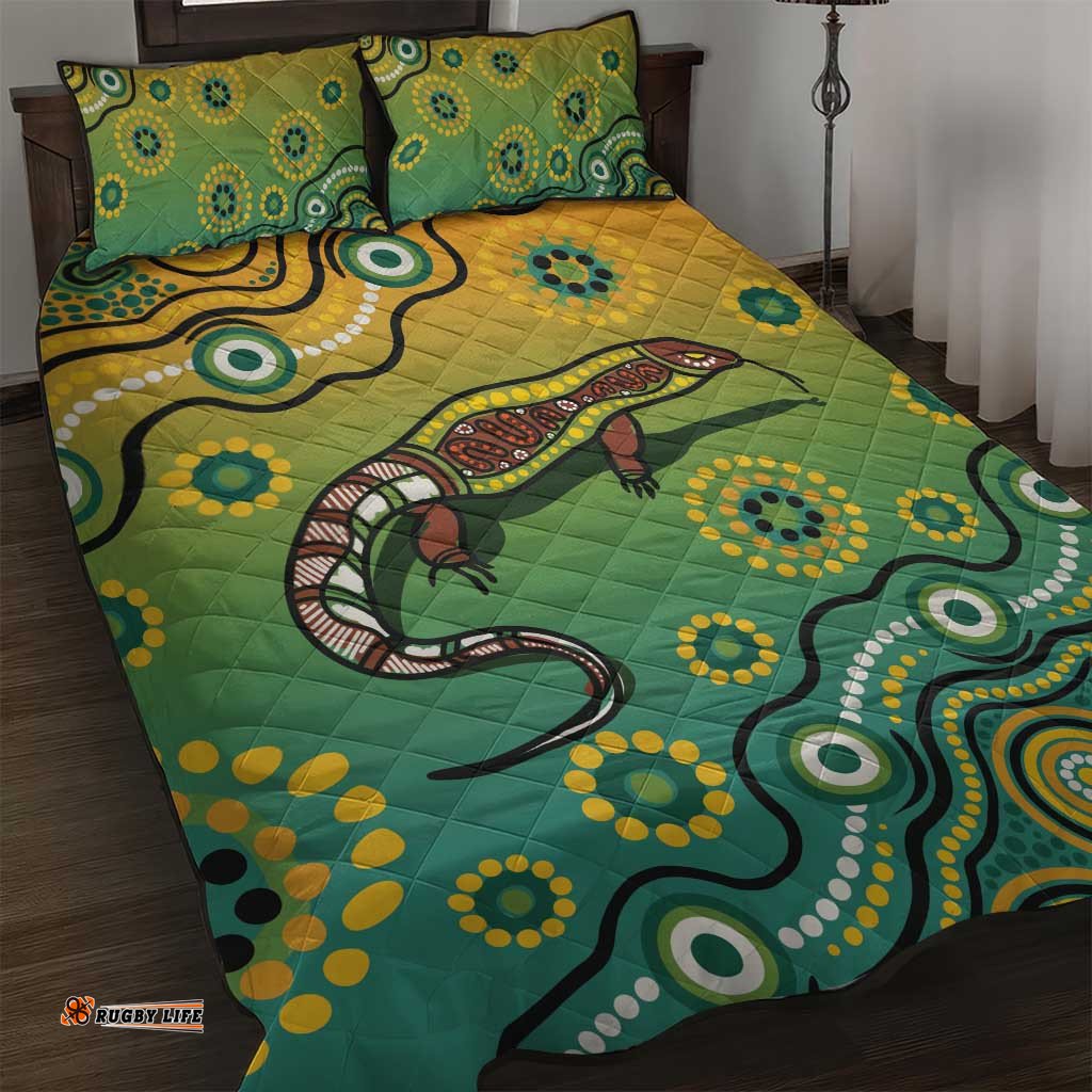 Goanna Aboriginal style Dot Artwork Quilt Bed Set