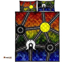 NAIDOC Week Quilt Bed Set, Aboriginal Geometric Style