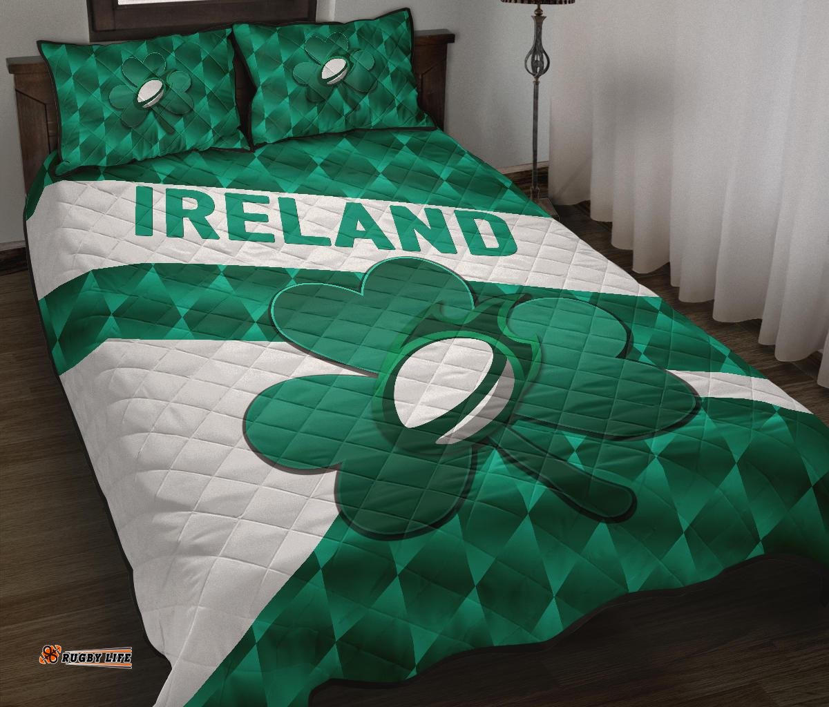 Ireland Rugby Quilt Bed Set Sporty Style