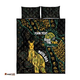 Australia Matildas Indigenous Quilt Bed Set NAIDOC 2024 Keep The Fire Burning