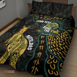 Australia Matildas Indigenous Quilt Bed Set NAIDOC 2024 Keep The Fire Burning